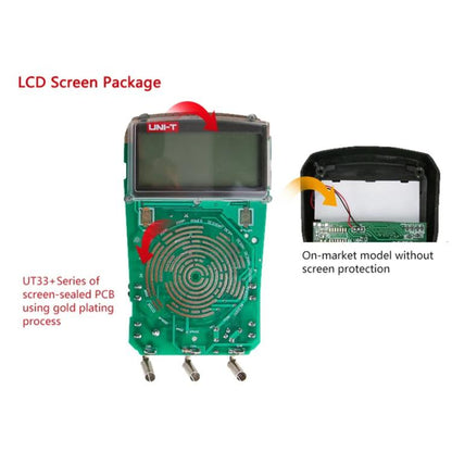 Palm Size Multimeter With Backlit LCD Display, 600V 10A AC/DC Voltage Tester, UNI-T UT33A+, UNI-T UT33B+, UNI-T UT33C+, UNI-T UT33D+