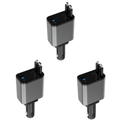 PD30W Car Charger With Retractable Cable, TYPE-C+8 Pin, TYPE-C+TYPE-C, 8 Pin+8 Pin