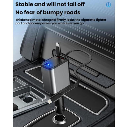 PD30W Car Charger With Retractable Cable, TYPE-C+8 Pin, TYPE-C+TYPE-C, 8 Pin+8 Pin