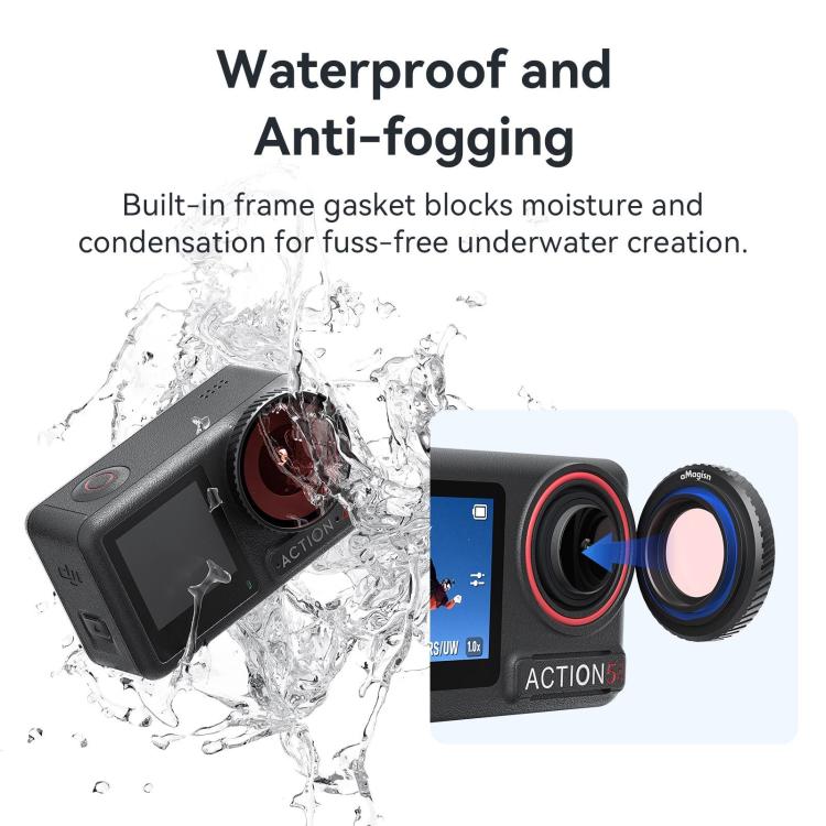 For DJI Osmo Action 5 Pro / Action 4 aMagisn Anti-Fog Dive Filter Lens Seamlessly Adapted To Waterproof Cases