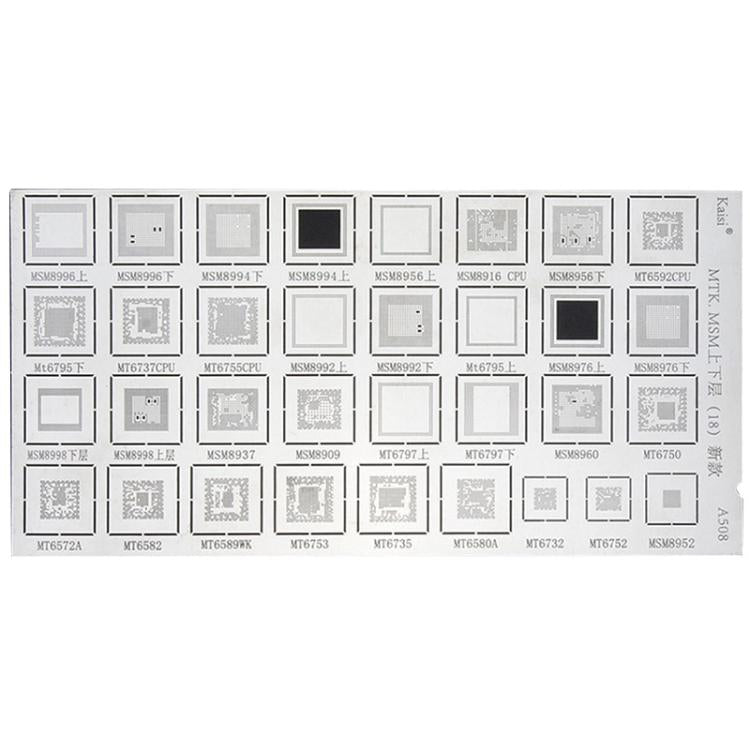 Kaisi 4pcs Solder Paste Stencil Universal Mobile Phone BGA Reballing Stencils 55 Multi-Purpose Steel Mesh, A482+A467+A508