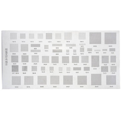 Kaisi 4pcs Solder Paste Stencil Universal Mobile Phone BGA Reballing Stencils 55 Multi-Purpose Steel Mesh, A482+A467+A508
