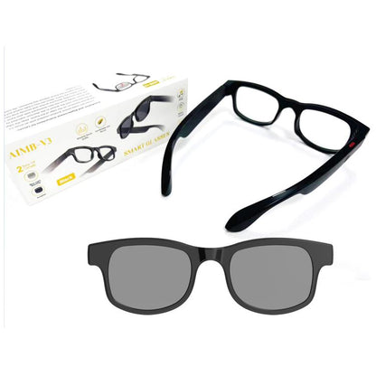 AIMB-V3 Smart Glasses With Interchangeable Sunglasses + Blue Light Blocking Lenses