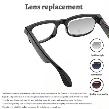 AIMB-G1 Smart Glasses with 5MP Camera & Real-Time AI Translation 1080P Stabilized Video, 3 Lens Kit, AIMB-G1