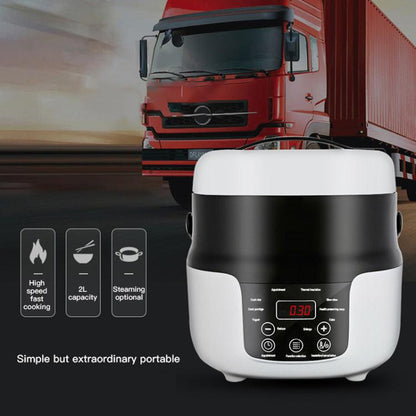 12V-24V 2L Car-Mounted Push-Button Rice Cooker, English, English + Battery Cable, Russian, Russian + Battery Cable