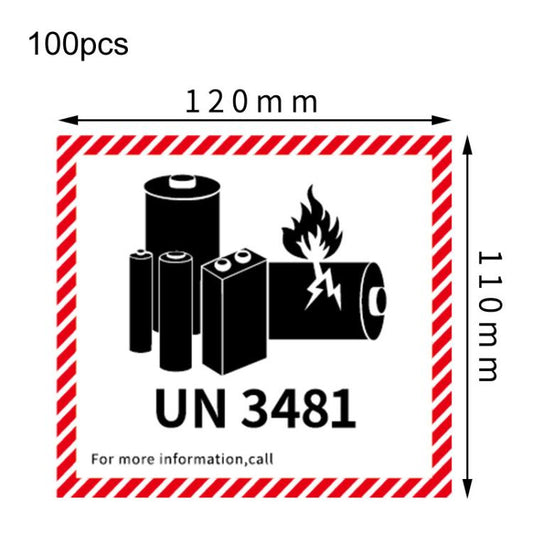 100pcs Logistics Air Freight Carton Sealing Sticker Lithium Battery Label Fragile Label, UN3481: 11x12cm, UN3480: 11x12cm, UN3091: 11x12cm, UN3090: 11x12cm, UN3481: 10x10cm, UN3480: 10x10cm, CAO Air Transport Warning: 11x12cm
