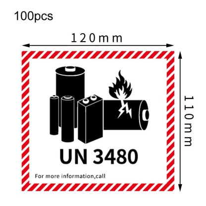 100pcs Logistics Air Freight Carton Sealing Sticker Lithium Battery Label Fragile Label, UN3481: 11x12cm, UN3480: 11x12cm, UN3091: 11x12cm, UN3090: 11x12cm, UN3481: 10x10cm, UN3480: 10x10cm, CAO Air Transport Warning: 11x12cm                           ...