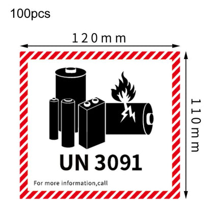 100pcs Logistics Air Freight Carton Sealing Sticker Lithium Battery Label Fragile Label, UN3481: 11x12cm, UN3480: 11x12cm, UN3091: 11x12cm, UN3090: 11x12cm, UN3481: 10x10cm, UN3480: 10x10cm, CAO Air Transport Warning: 11x12cm                           ...