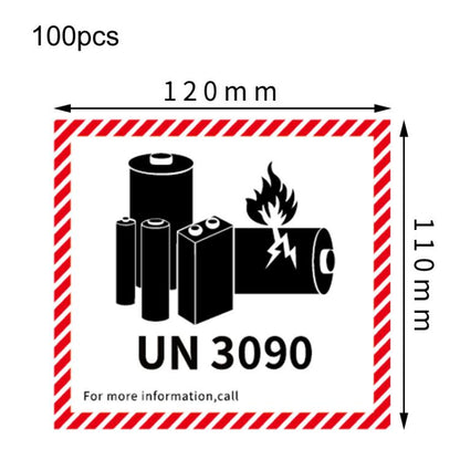 100pcs Logistics Air Freight Carton Sealing Sticker Lithium Battery Label Fragile Label, UN3481: 11x12cm, UN3480: 11x12cm, UN3091: 11x12cm, UN3090: 11x12cm, UN3481: 10x10cm, UN3480: 10x10cm, CAO Air Transport Warning: 11x12cm                           ...