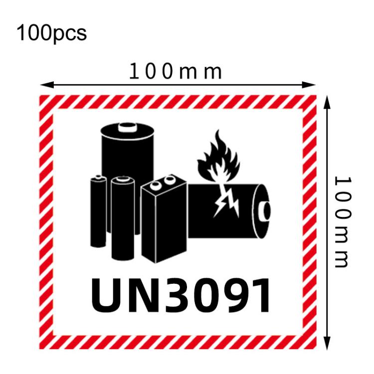 100pcs Logistics Air Freight Carton Sealing Sticker Lithium Battery Label Fragile Label, UN3481: 11x12cm, UN3480: 11x12cm, UN3091: 11x12cm, UN3090: 11x12cm, UN3481: 10x10cm, UN3480: 10x10cm, CAO Air Transport Warning: 11x12cm                           ...