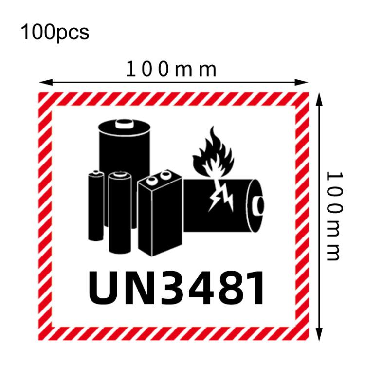 100pcs Logistics Air Freight Carton Sealing Sticker Lithium Battery Label Fragile Label, UN3481: 11x12cm, UN3480: 11x12cm, UN3091: 11x12cm, UN3090: 11x12cm, UN3481: 10x10cm, UN3480: 10x10cm, CAO Air Transport Warning: 11x12cm                           ...