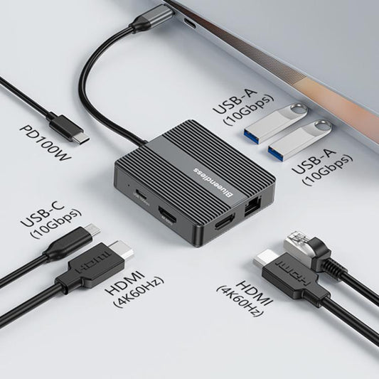 7 In 1 Docking Station Gigabit Ethernet Port High-Speed Transfer HUB