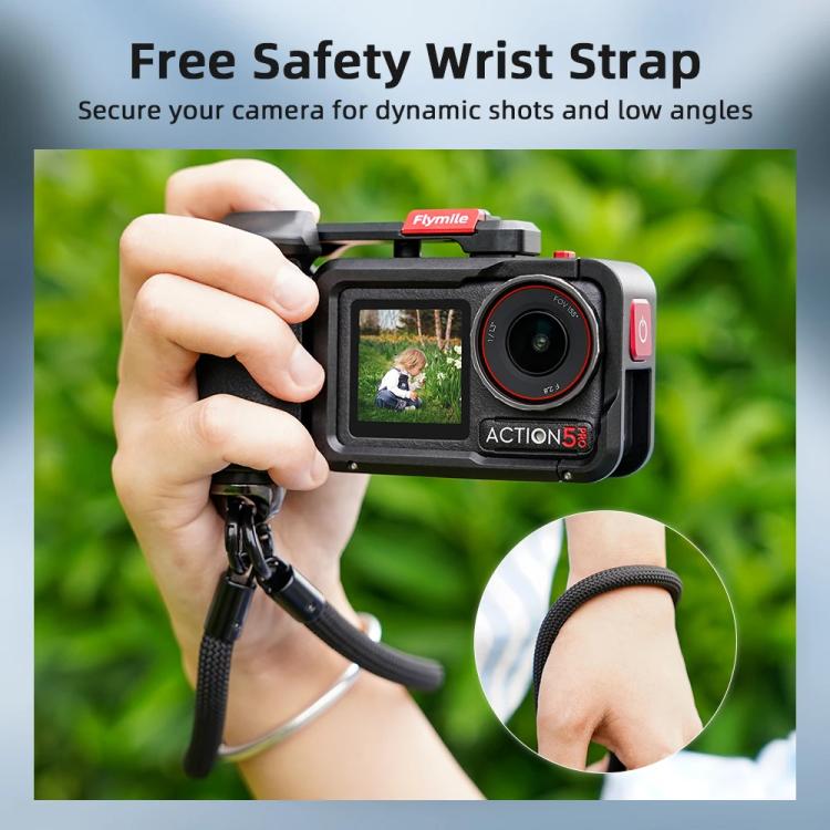 For DJI Action 5 Pro/4/3 Flymile Street Shooting Handle Grip Expansion Cage Kit, Street Grip Cage Kit