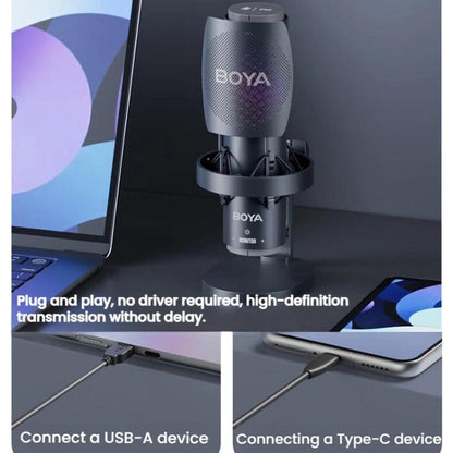 BOYA K9 Built-In Sound Card Quadruple Noise Reduction Desktop Microphone PC Recording Game Live Noise Reduction Microphone