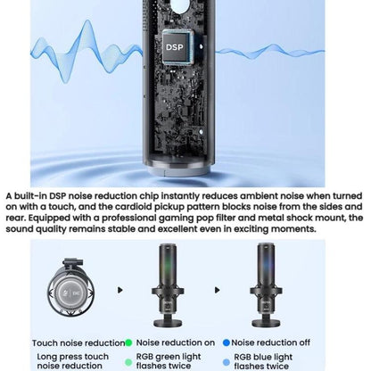 BOYA K9 Built-In Sound Card Quadruple Noise Reduction Desktop Microphone PC Recording Game Live Noise Reduction Microphone