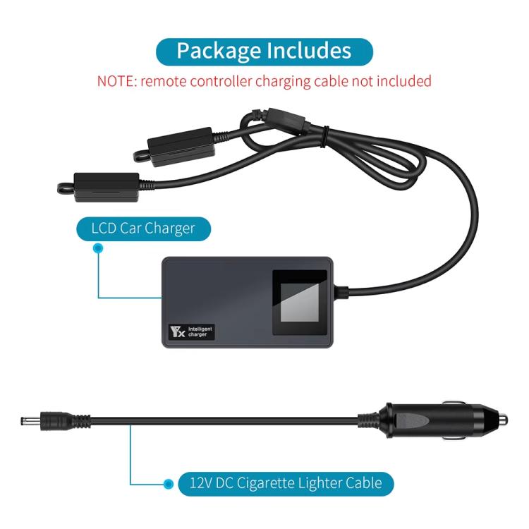 For DJI Mavic Air 2 / Air 2S YX Car Charger with Digital Display Dual-Battery Rapid Charger Hub, Car Charger