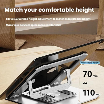 Carbon Steel Laptop Tablet Stand Holder Foldable Desktop Riser With 360-Degree Rotation