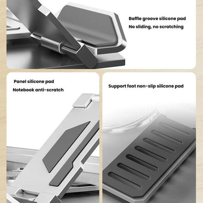 Carbon Steel Laptop Tablet Stand Holder Foldable Desktop Riser With 360-Degree Rotation