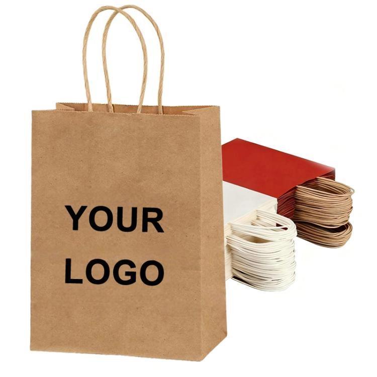 Kraft Paper Takeout Bags With Handles, Size: