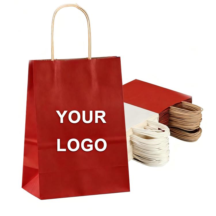 Kraft Paper Takeout Bags With Handles, Size: