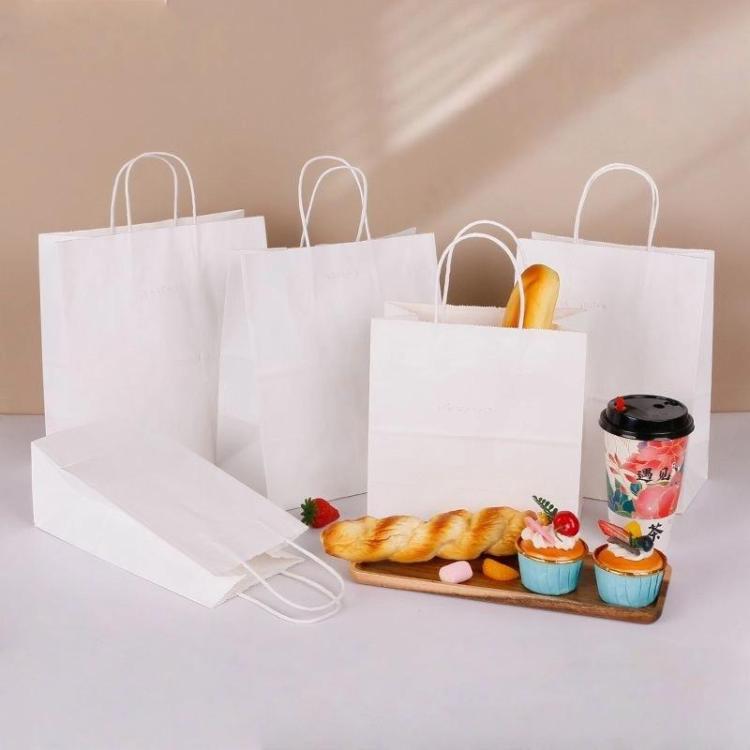 Kraft Paper Takeout Bags With Handles, Size: