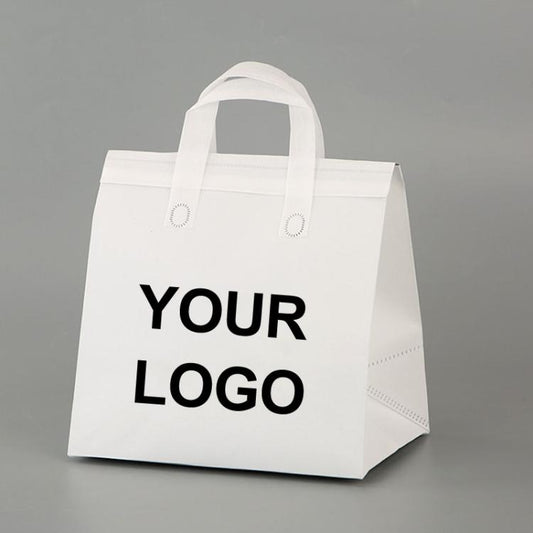 Takeaway Thermal Bag Non-Woven Handheld Aluminum Foil Bag Disposable Catering Packing Bag, 50 Bags In One Package