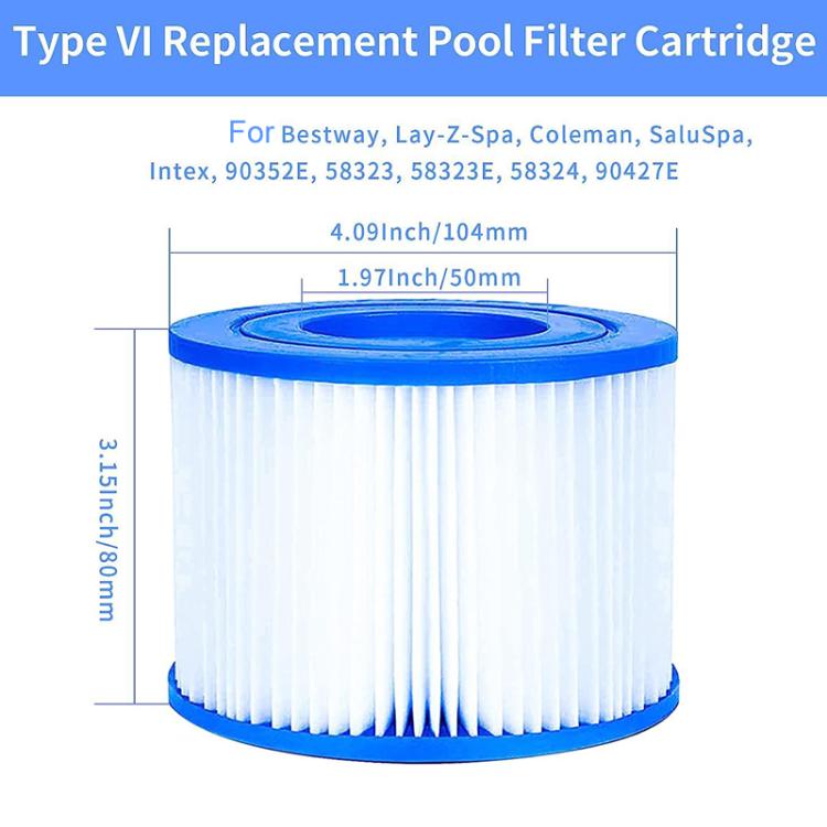 Cartouche de remplacement de filtre de nettoyeur de piscine pour Bestway, Lay-Z-Spa, Coleman, SaluSpa et Intex, Cartouche VI