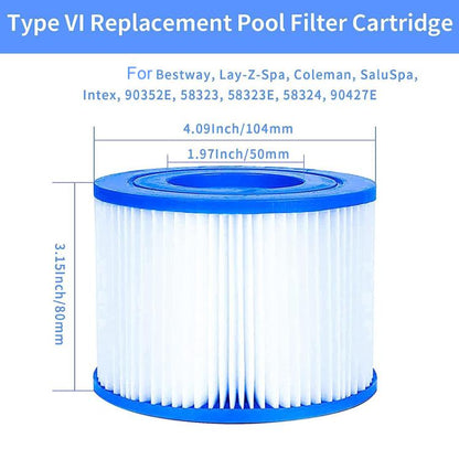 Cartouche de remplacement de filtre de nettoyeur de piscine pour Bestway, Lay-Z-Spa, Coleman, SaluSpa et Intex, Cartouche VI