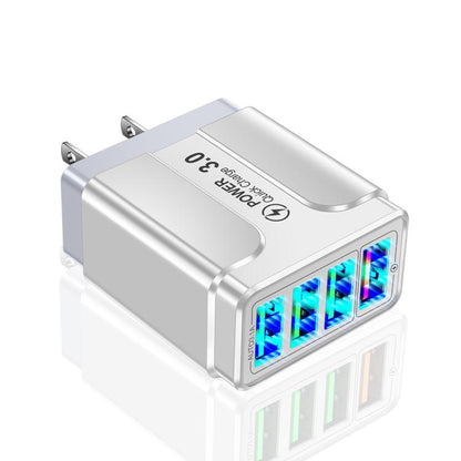 5.1A QC3.0 Fast Charging 4USB Port Cell Phone Charger, EU Plug, US Plug, UK Plug