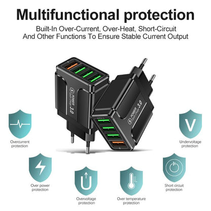 5.1A QC3.0 Fast Charging 4USB Port Cell Phone Charger, EU Plug, US Plug, UK Plug