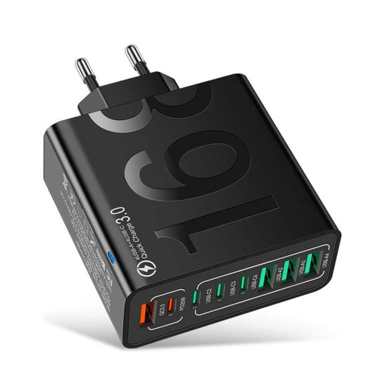 150W 4USB+4Type-C 8 Interface QC3.0 Fast Charging Cell Phone Charger, EU Plug (Black), EU Plug (White), EU Plug (Yellow), US Plug (Black), US Plug (White), US Plug (Yellow), UK Plug (Black), UK Plug (White), UK Plug (Yellow)