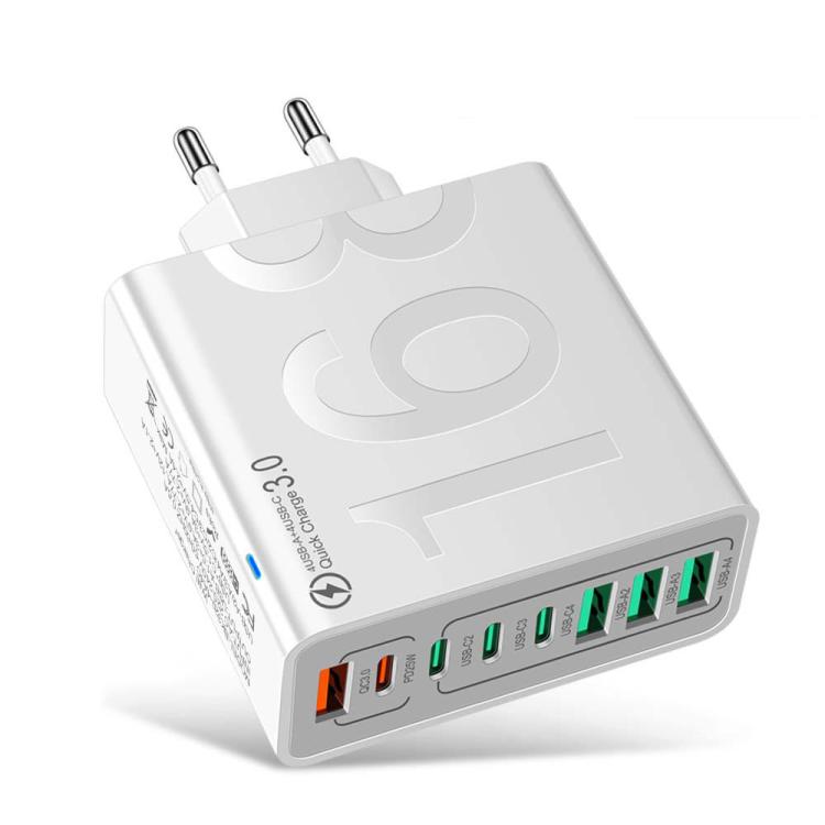 150W 4USB+4Type-C 8 Interface QC3.0 Fast Charging Cell Phone Charger, EU Plug (Black), EU Plug (White), EU Plug (Yellow), US Plug (Black), US Plug (White), US Plug (Yellow), UK Plug (Black), UK Plug (White), UK Plug (Yellow)