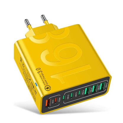 150W 4USB+4Type-C 8 Interface QC3.0 Fast Charging Cell Phone Charger, EU Plug (Black), EU Plug (White), EU Plug (Yellow), US Plug (Black), US Plug (White), US Plug (Yellow), UK Plug (Black), UK Plug (White), UK Plug (Yellow)