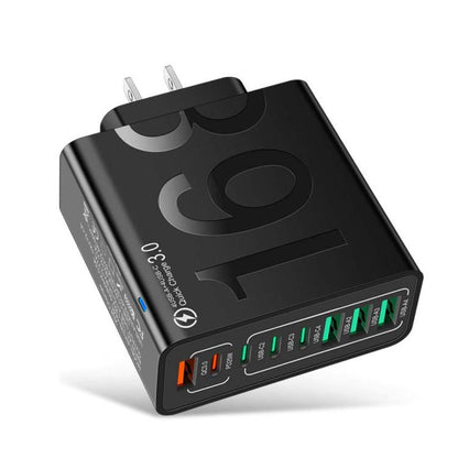 150W 4USB+4Type-C 8 Interface QC3.0 Fast Charging Cell Phone Charger, EU Plug (Black), EU Plug (White), EU Plug (Yellow), US Plug (Black), US Plug (White), US Plug (Yellow), UK Plug (Black), UK Plug (White), UK Plug (Yellow)