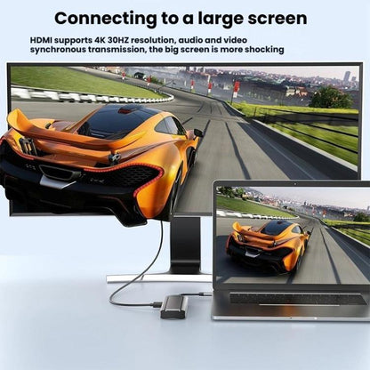 6-In-1 Type-C/USB-C To PD+HDMI (4K 30hz) +USB3.0 X 3+SATA/NVME SSD Docking Station