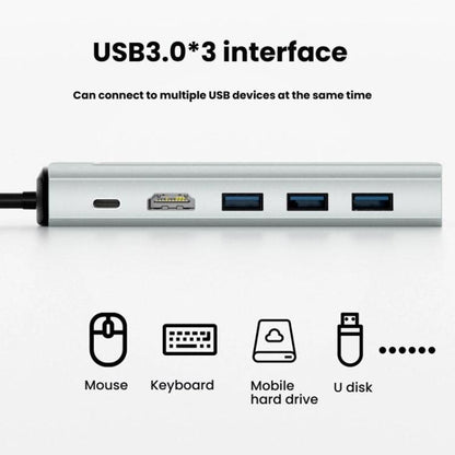 6-In-1 Type-C/USB-C To PD+HDMI (4K 30hz) +USB3.0 X 3+SATA/NVME SSD Docking Station