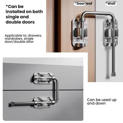 Thickened Anti-Theft Surface-Mount Interior Latch For Doors And Windows, Steel Screw-mounted, Black Screw-mounted