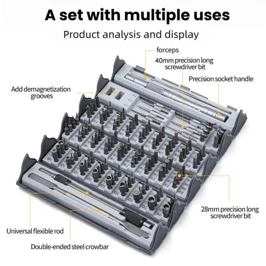 128-In-1 Precision Screwdriver Set With Roll-Up Case Magnetic Repair Tool Kit