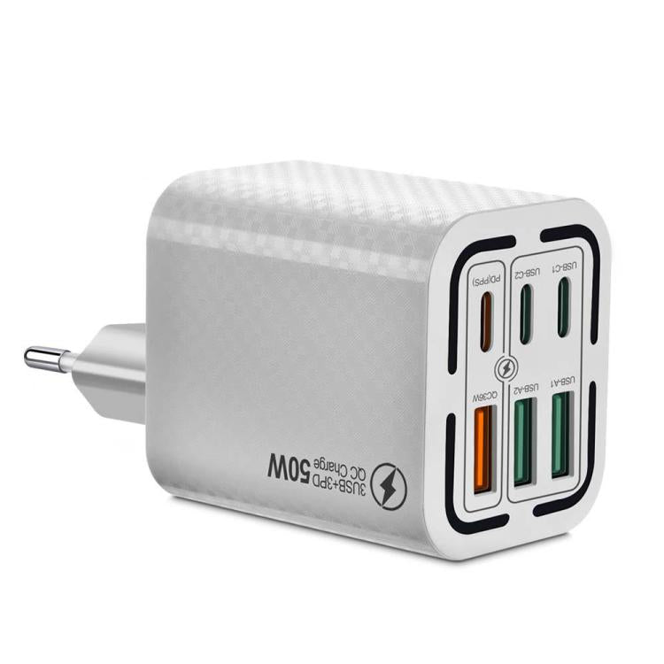 50W 3USB+3Type-C 6 Ports Fast Charging Cell Phone Charger