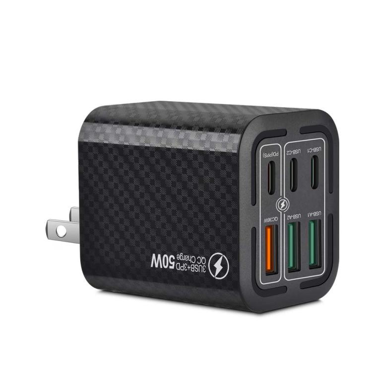 50W 3USB+3Type-C 6 Ports Fast Charging Cell Phone Charger