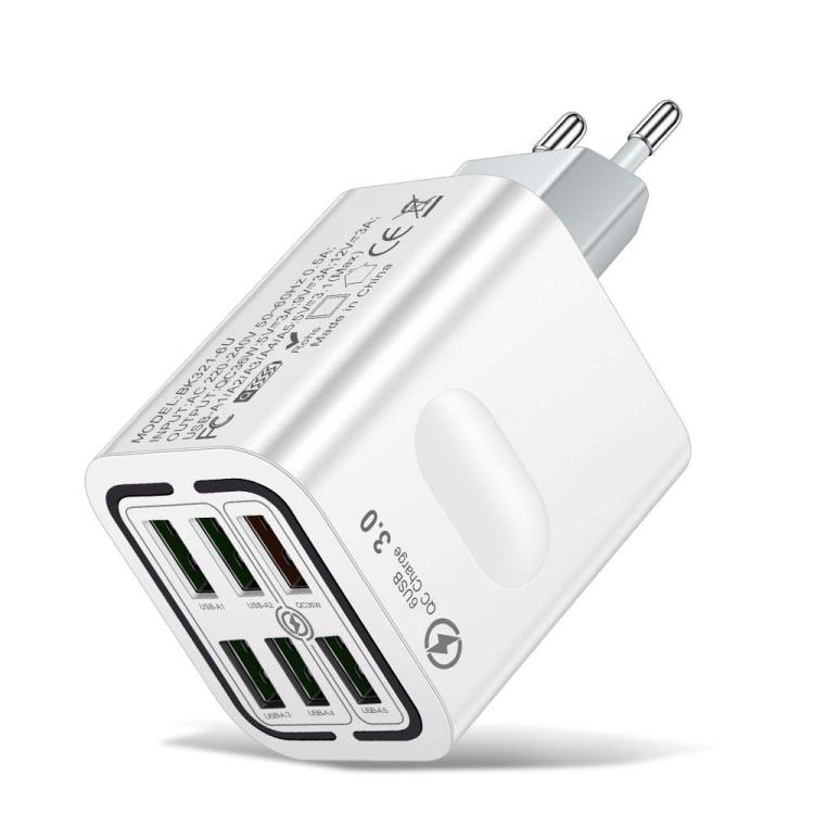 BK321 6USB Multi-port Fast Charging Phone Charger, EU Plug (Black), EU Plug (White), EU Plug (Yellow), US Plug (Black), US Plug (White), US Plug (Yellow), UK Plug (Black), UK Plug (White), UK Plug (Yellow)