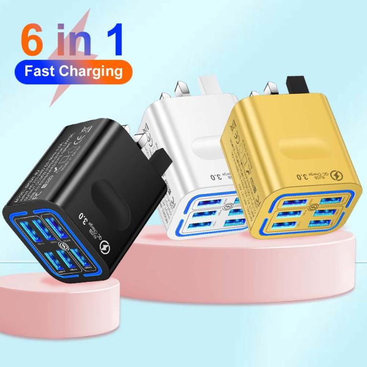 BK321 6USB Multi-port Fast Charging Phone Charger, EU Plug (Black), EU Plug (White), EU Plug (Yellow), US Plug (Black), US Plug (White), US Plug (Yellow), UK Plug (Black), UK Plug (White), UK Plug (Yellow)