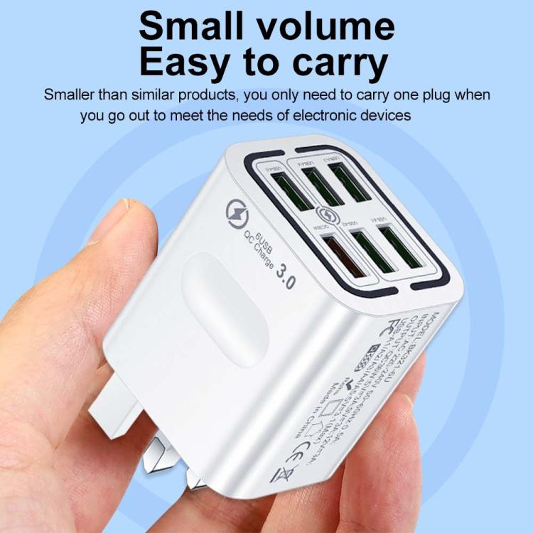 BK321 6USB Multi-port Fast Charging Phone Charger, EU Plug (Black), EU Plug (White), EU Plug (Yellow), US Plug (Black), US Plug (White), US Plug (Yellow), UK Plug (Black), UK Plug (White), UK Plug (Yellow)