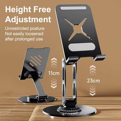 Dual-Fold Phone Tablet Stand Full Metal 360-degree Rotation Desktop Holder with 3-Axis Adjustable Arm
