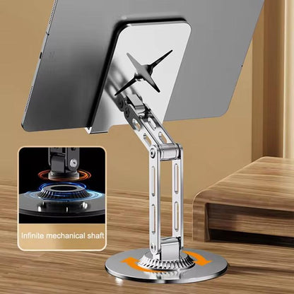 Dual-Fold Phone Tablet Stand Full Metal 360-degree Rotation Desktop Holder with 3-Axis Adjustable Arm