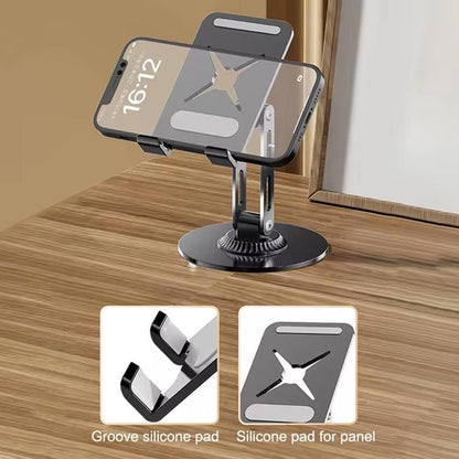 Dual-Fold Phone Tablet Stand Full Metal 360-degree Rotation Desktop Holder with 3-Axis Adjustable Arm