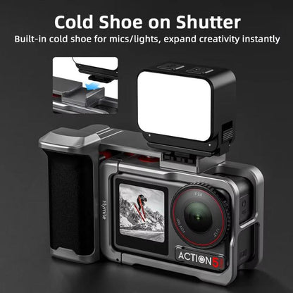 Flymile Street Shooting Handle Kit for DJI Osmo Action 5 Pro/4/3 Action Camera Aluminum Expansion Cage, AC5015 Cage