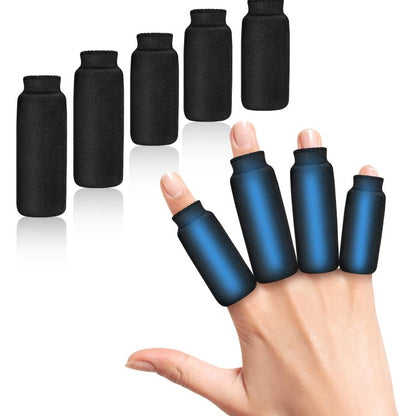 Ice Hot Compress Solid Hydrogel Finger Protector, Black 2 Long 2 Short, Black 2 Long 3 Short