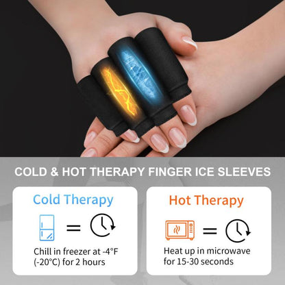 Ice Hot Compress Solid Hydrogel Finger Protector, Black 2 Long 2 Short, Black 2 Long 3 Short