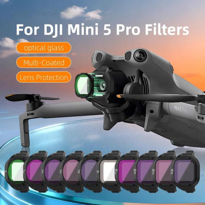 For DJI Mini 5 Pro Drone Magnetic Lens Filters, UV, CPL, ND8, ND16, ND32, ND64, ND256, ND8/PL, ND16/PL, ND32/PL, ND64//PL, ND256/PL, CPL+ND8+ND16, CPL+ND16+ND32, UV+CPL+ND8, UV+CPL+ND16, CPL+ND8/PL+ND16/PL, ND8+ND16+ND32+ND64                           ...